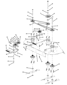 Fabricated Deck Spindle Assembly 60-Inch Diagram and Parts List for M60-KH (53CH8CT6050-27HP)(2011) Cub Cadet Lawn Tractor